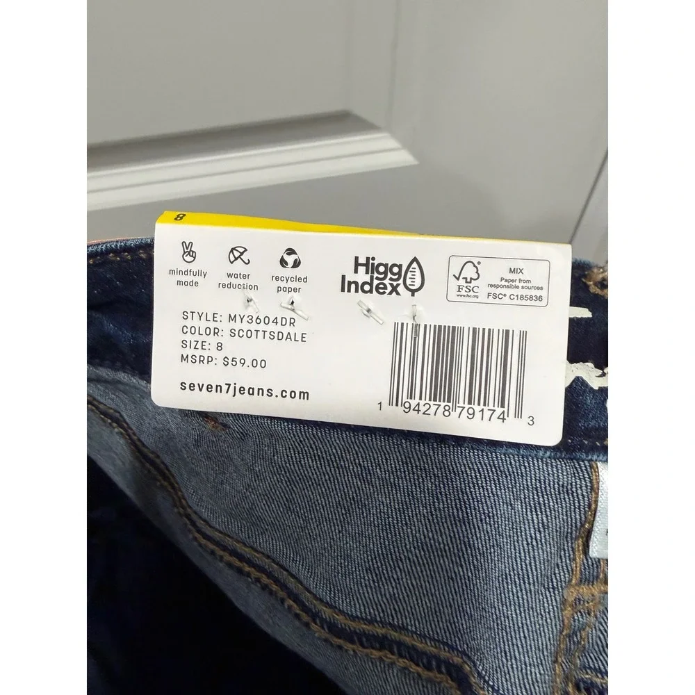 Seven7 Women Relaxed Bermuda Denim Shorts‎ Scottsdale Dark Wash Size 8 NWT